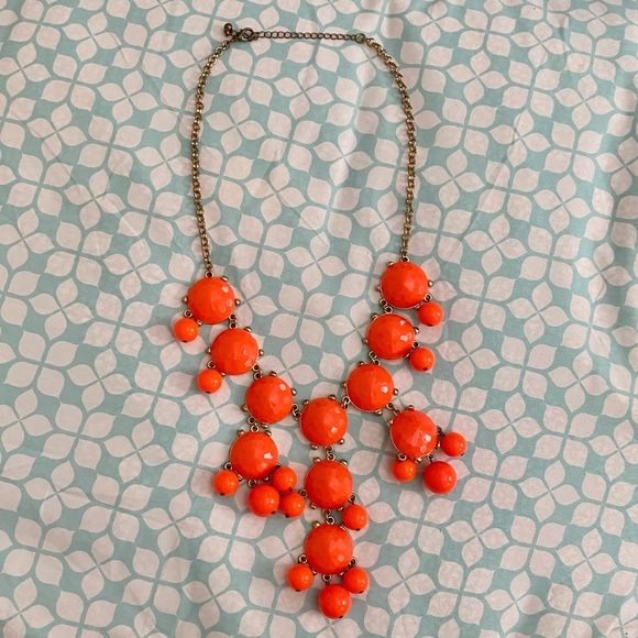 Orange Round Bead Bubble Statement Necklace - Picture 4 of 4